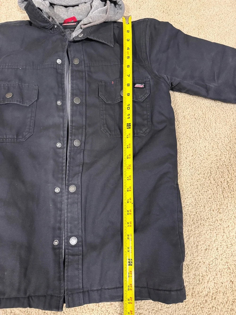 Dickies Jacket Mens Small Black Canvas Hoodie Layer Zip Up  Workwear Quilt Lined